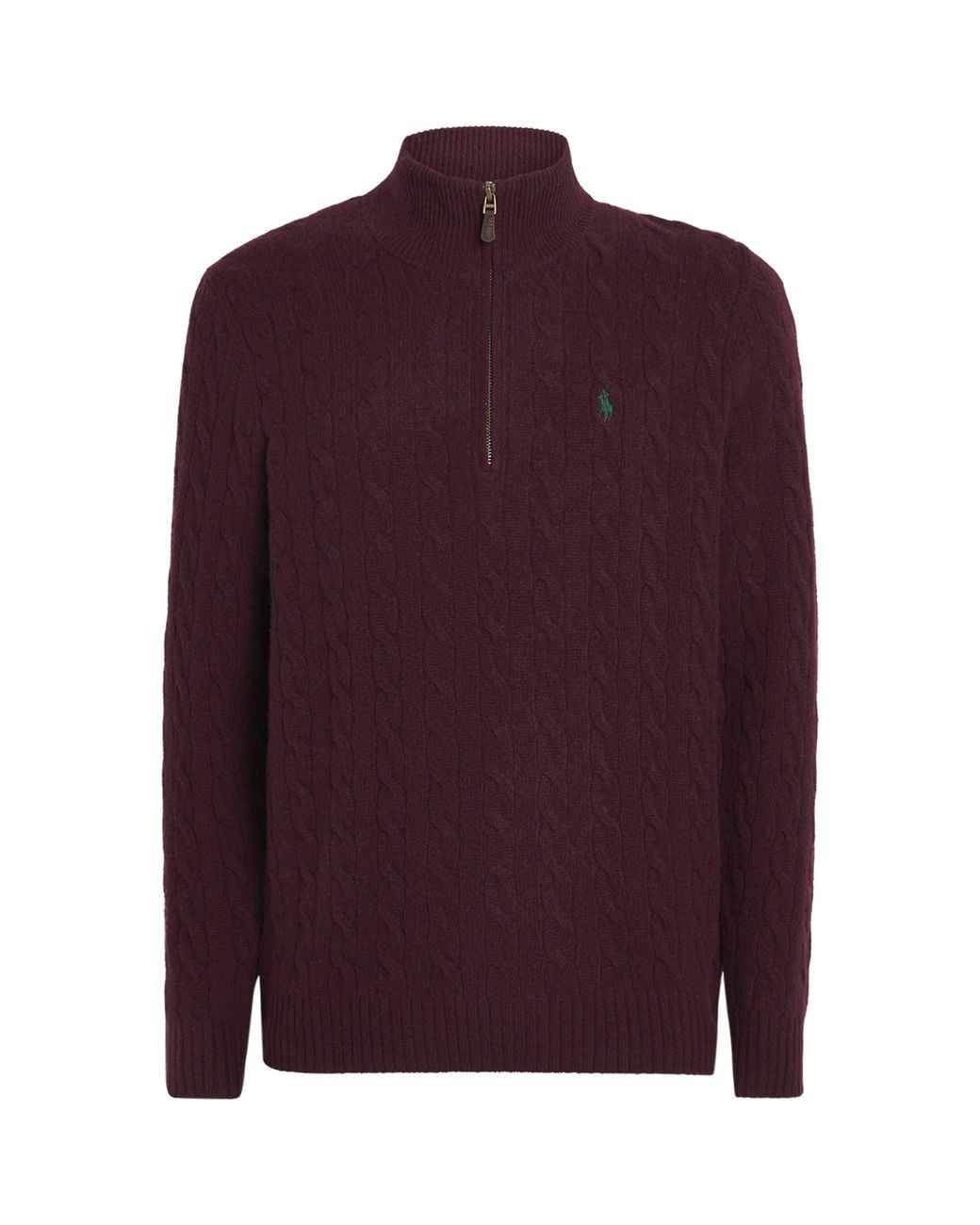 Polo Ralph Lauren Red Wool-Cashmere Quarter-Zip Sweater for men