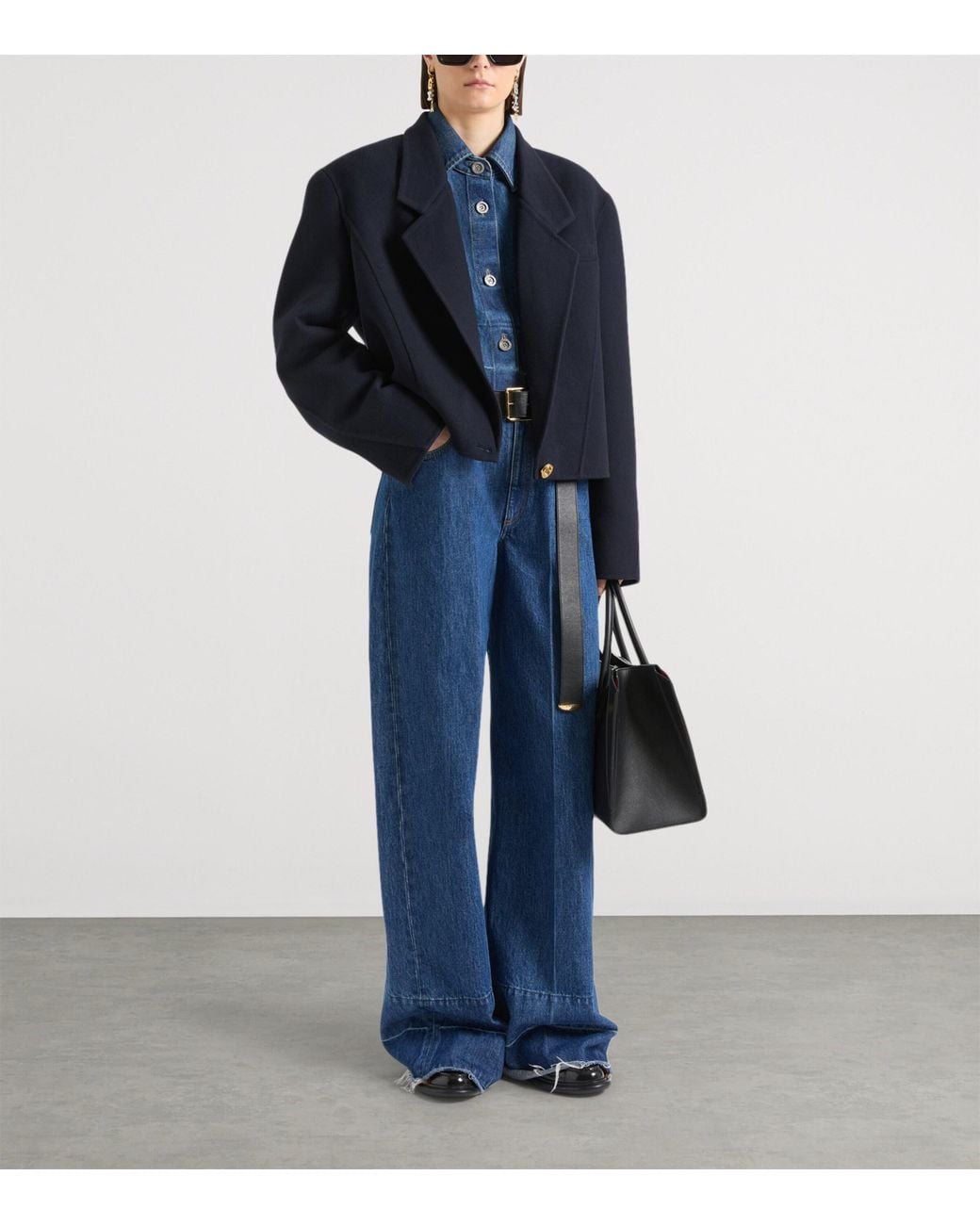 Givenchy Blue Wool-Cashmere Cropped Blazer