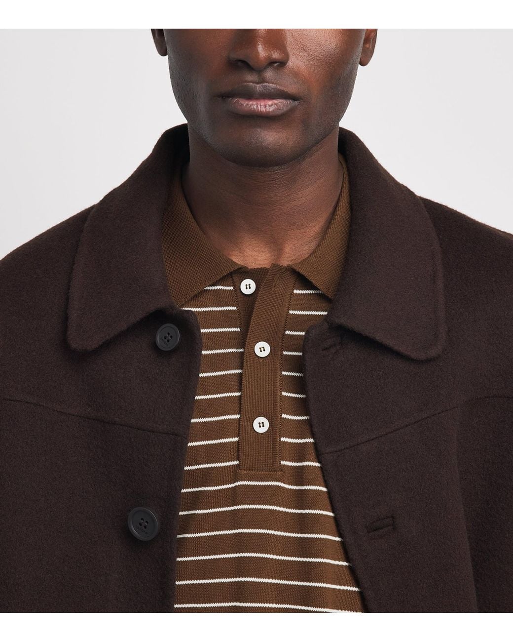 A.P.C. Brown Cotton Stripe Tristan Polo Shirt for men