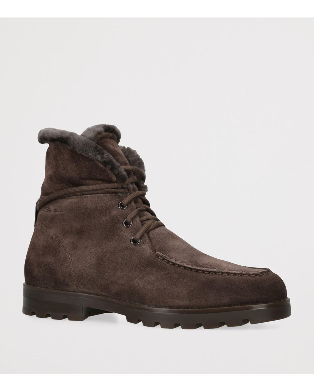 Santoni Brown Suede Detroit Boots