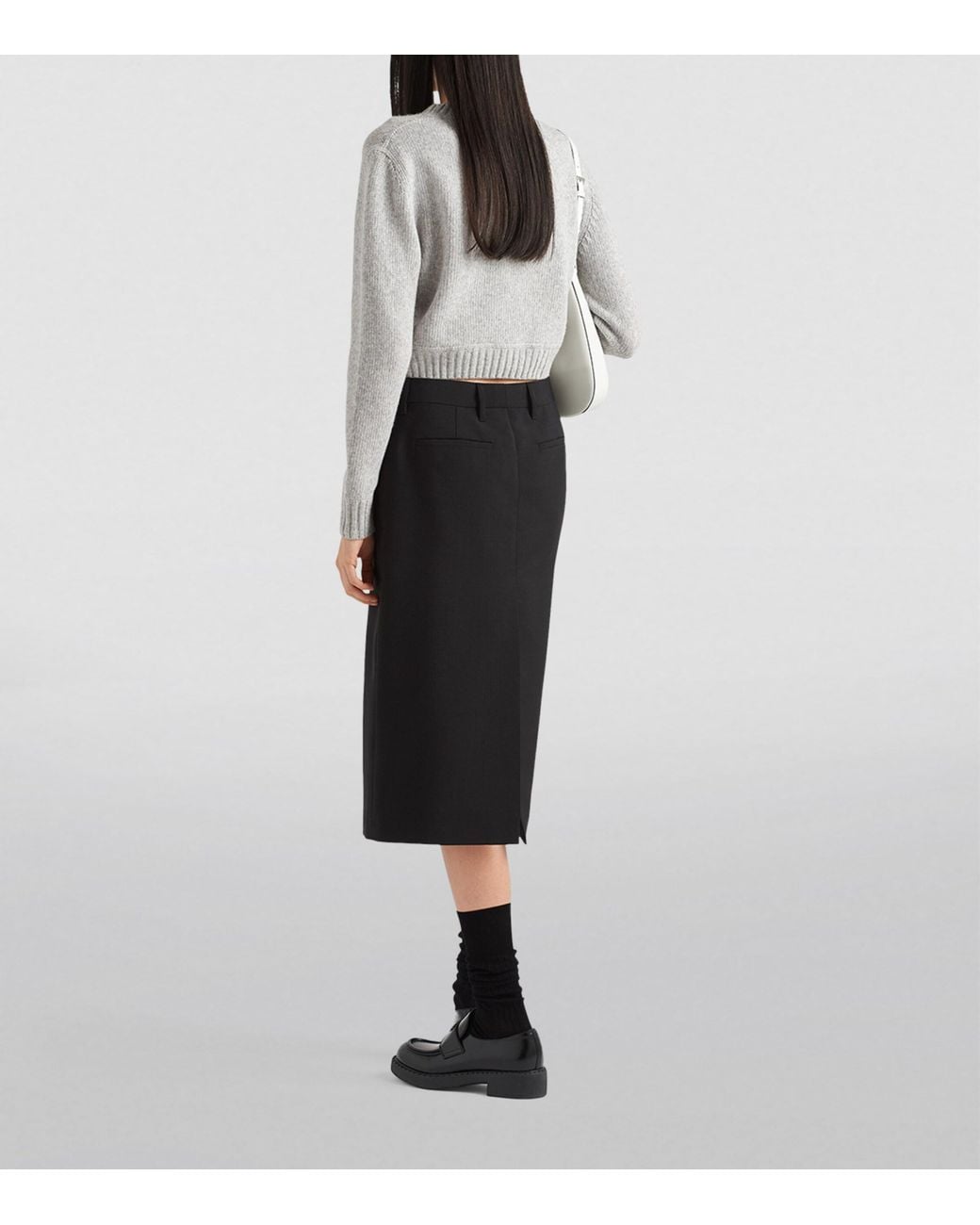 Prada White Wool-Cashmere Logo Sweater