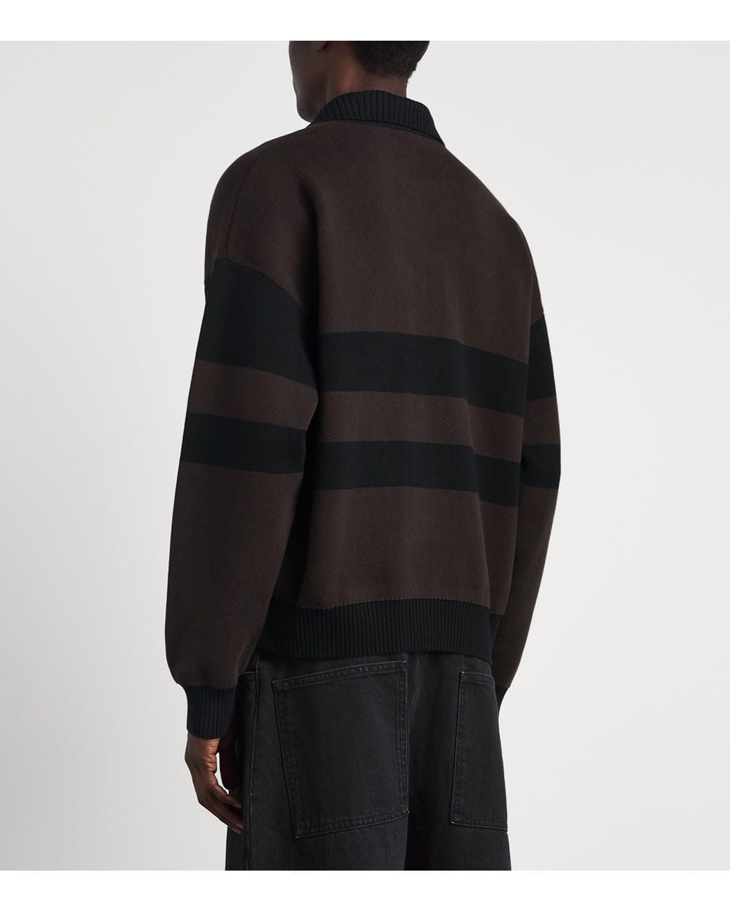 Fred Perry Black Cotton Stripe Zip-Up Cardigan for men