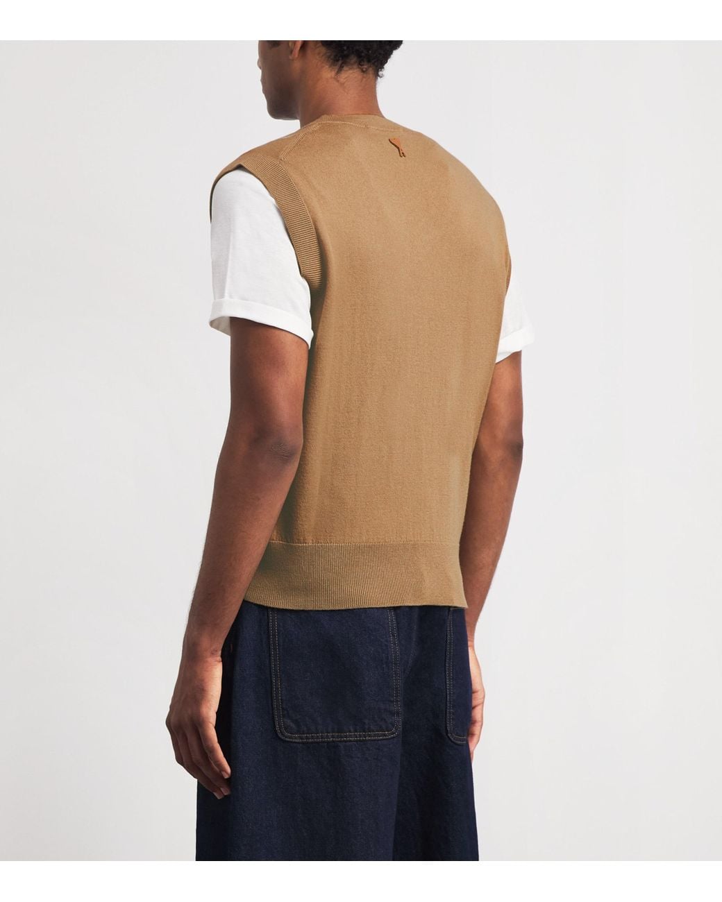 AMI Green Wool-Cotton Argyle Sweater Vest for men