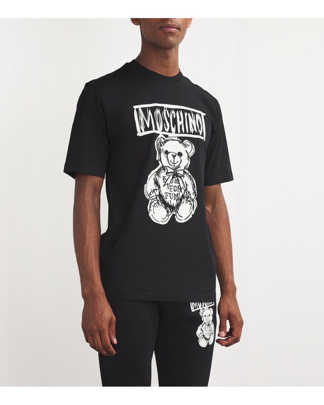 Tシャツ・カットソー Moschino Black Cotton T-Shirt With Playful Bear Graphic Moschino Black Cotton T-shirt With Playful Bear Graphic
