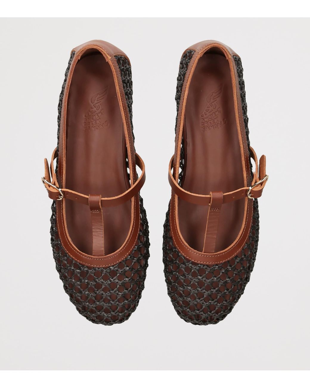 Ancient Greek Sandals Brown Leather-Raffia Aerati Ballet Flats
