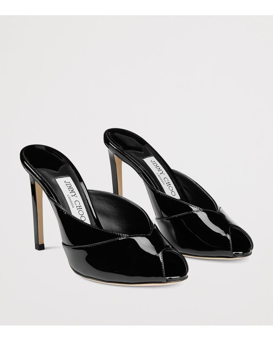 Jimmy Choo Black Brigitte 100 Patent Leather Mules