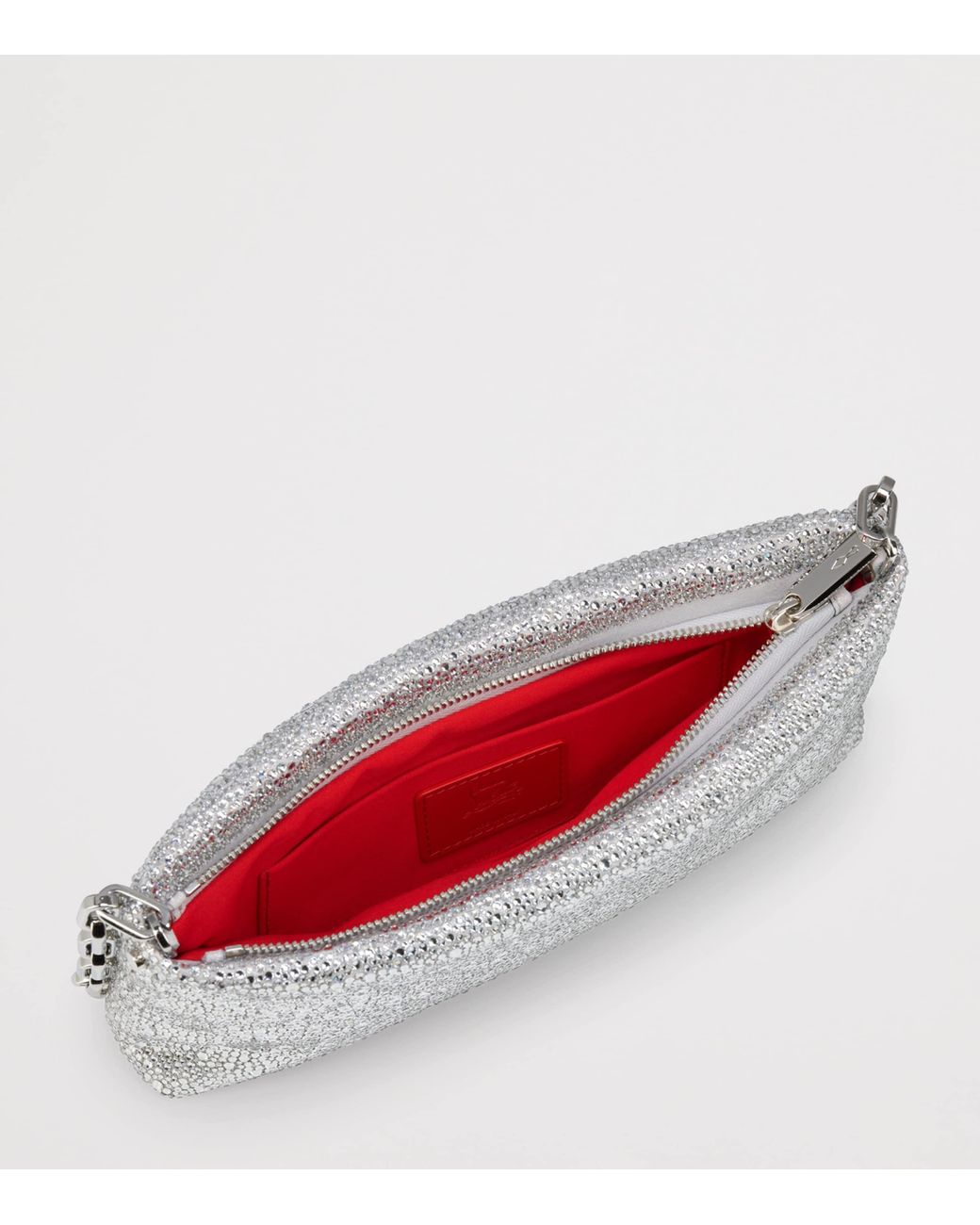 Christian Louboutin Gray Maykimay Chain Pouch Suede Clutch Bag