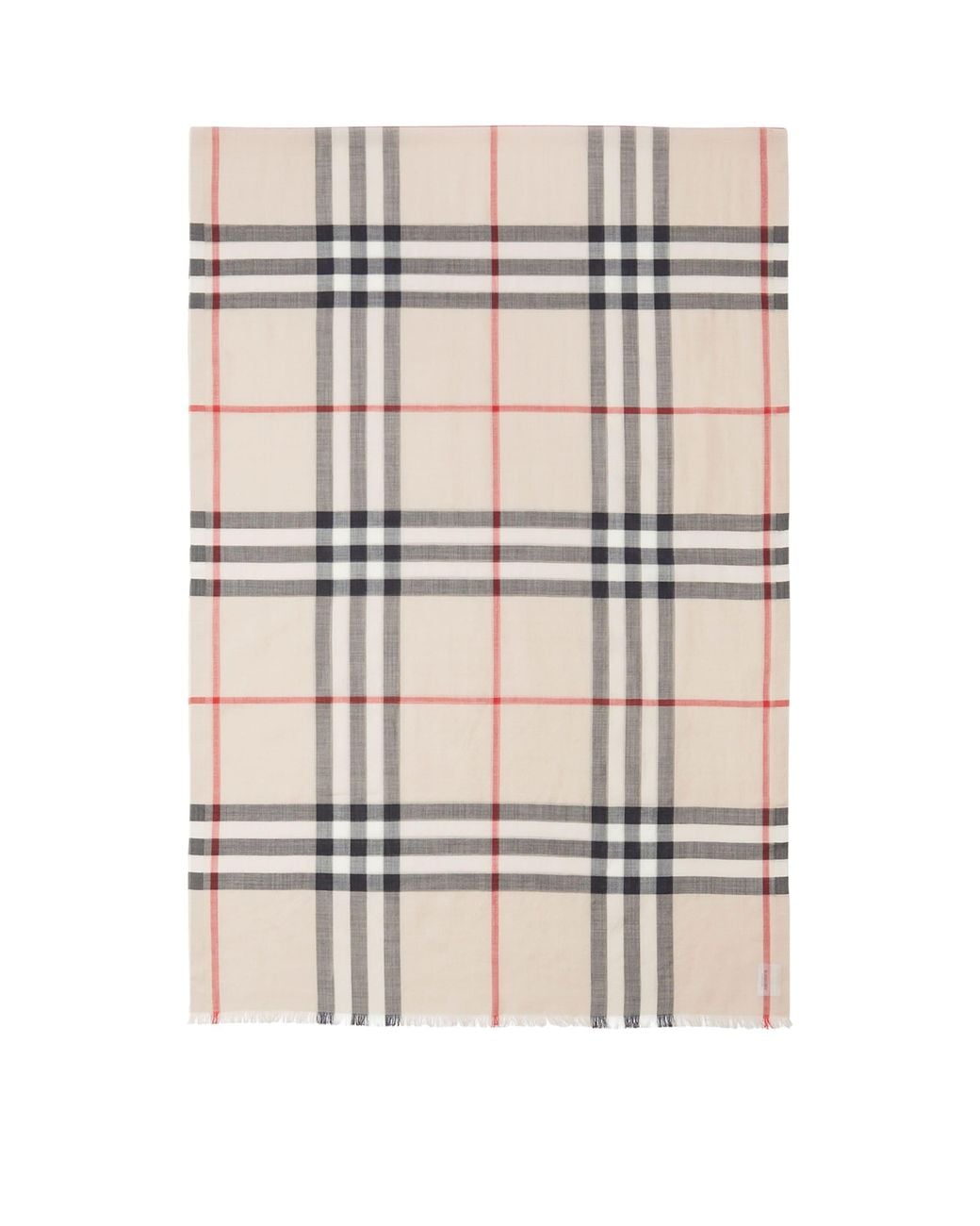 Burberry White Wool-Silk Check Scarf