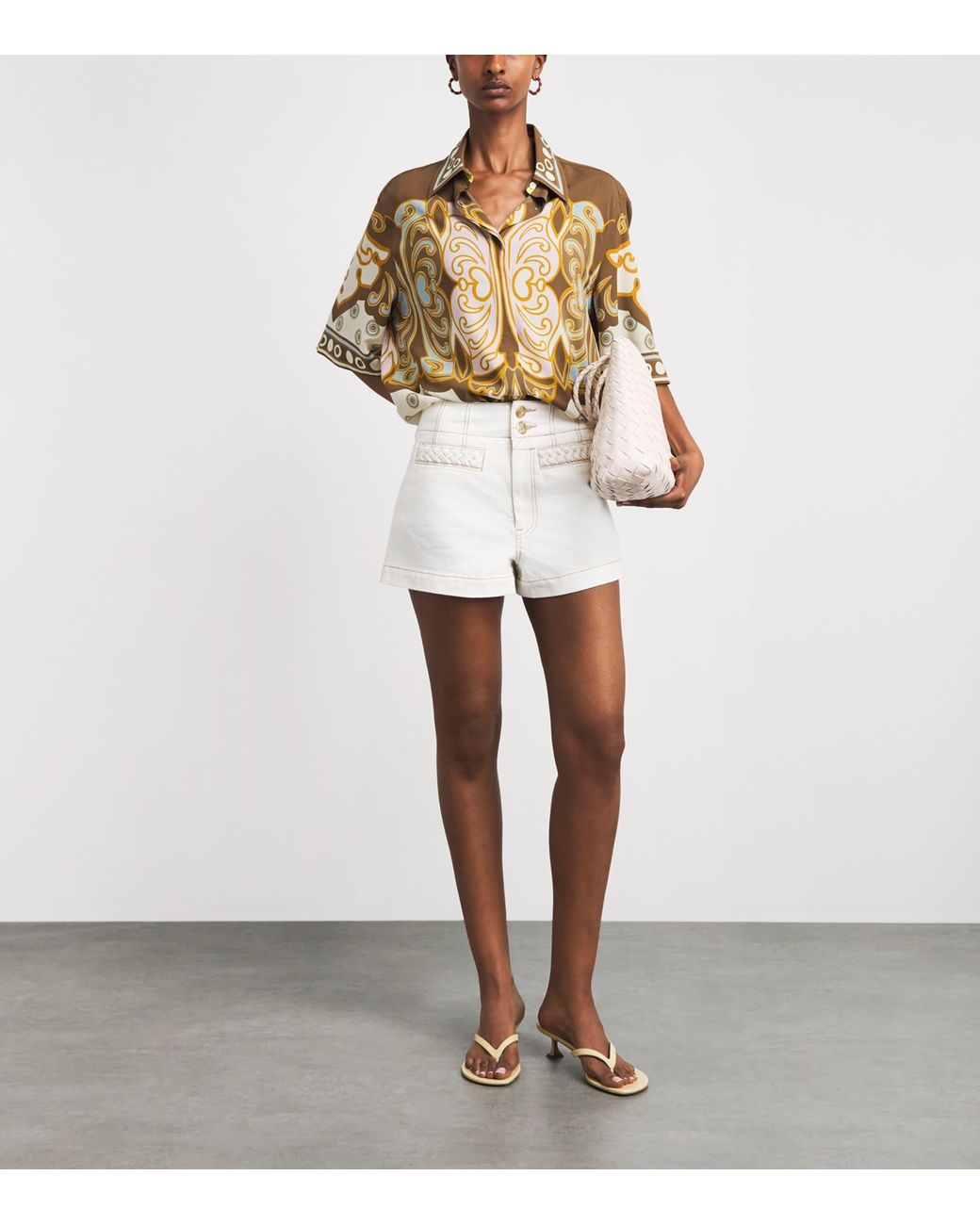 LaDoubleJ Metallic Cropped-Sleeve Geometric Shirt