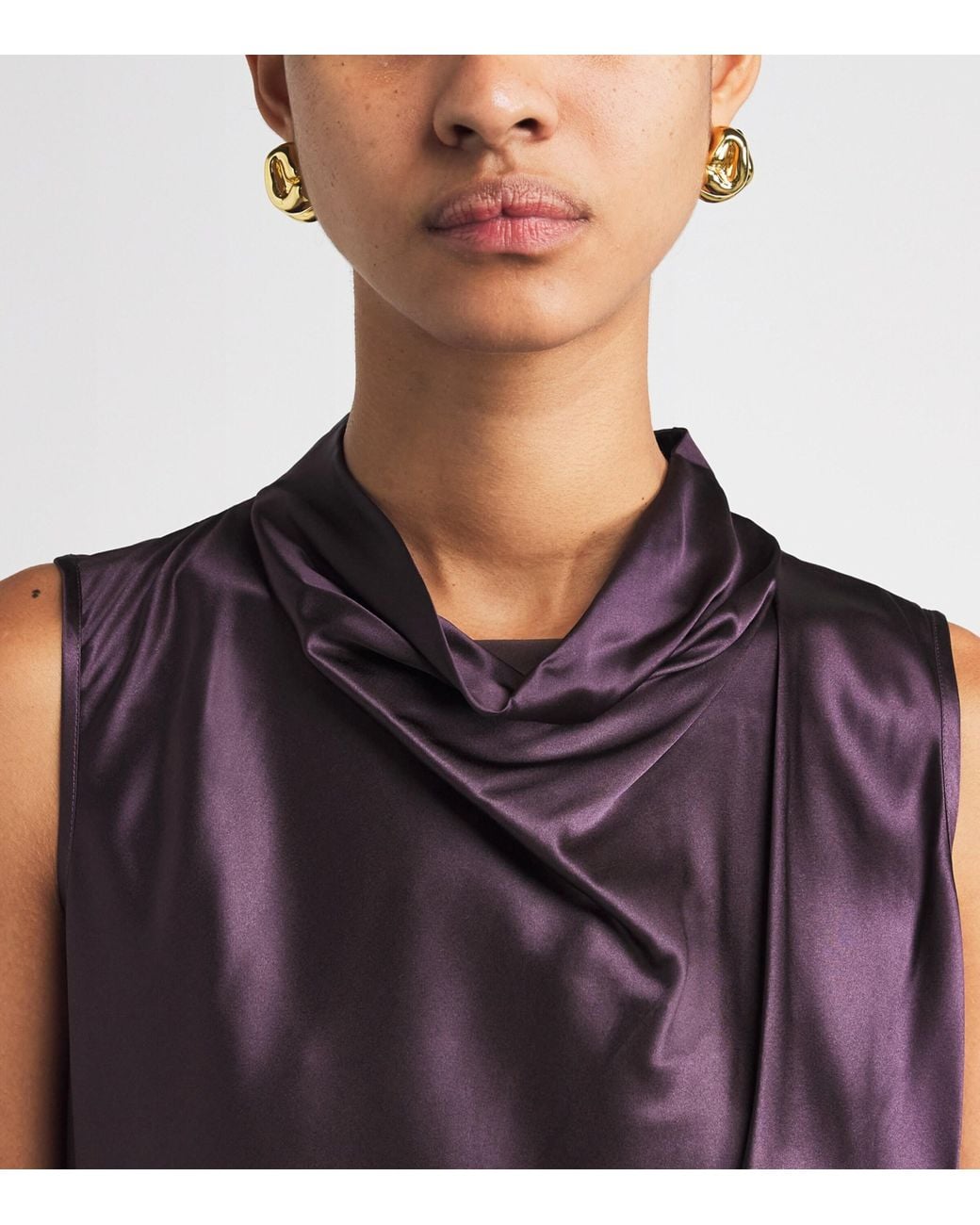Veronica Beard Purple Silk-Blend Sleeveless Tam Blouse