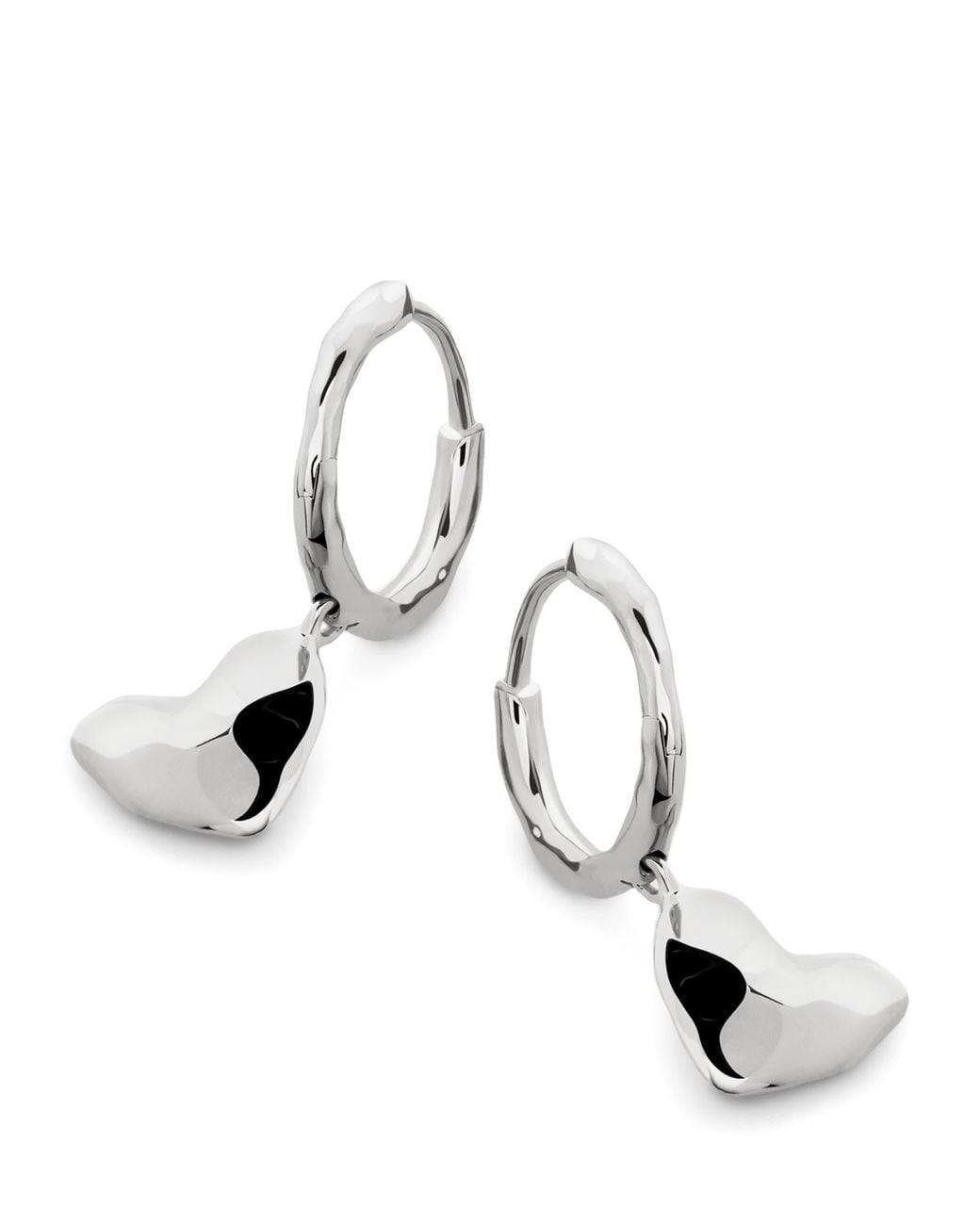 Monica Vinader Metallic Sterling Heart Drop Huggie Earrings