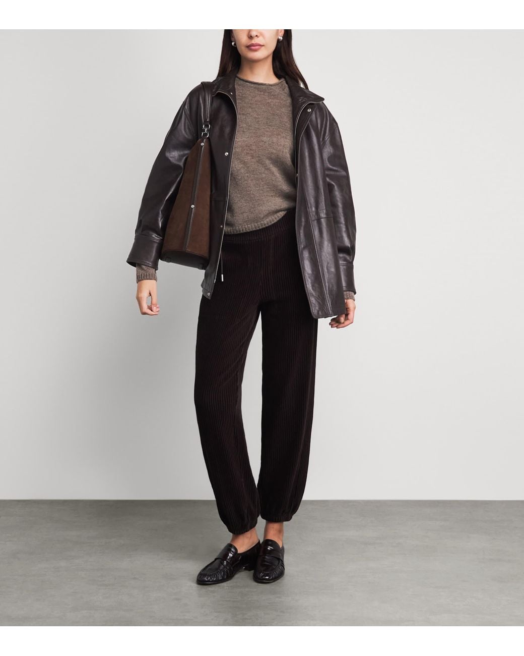 ME+EM Brown Merino-Cashmere-Silk High-Neck Sweater