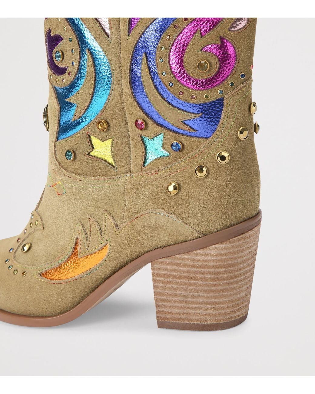 Kurt Geiger Blue Suede Kensington Cowboy Boots