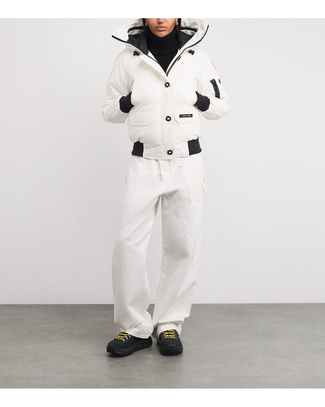 Canada Goose White Chilliwack Hooded Shell Bomber Jacket