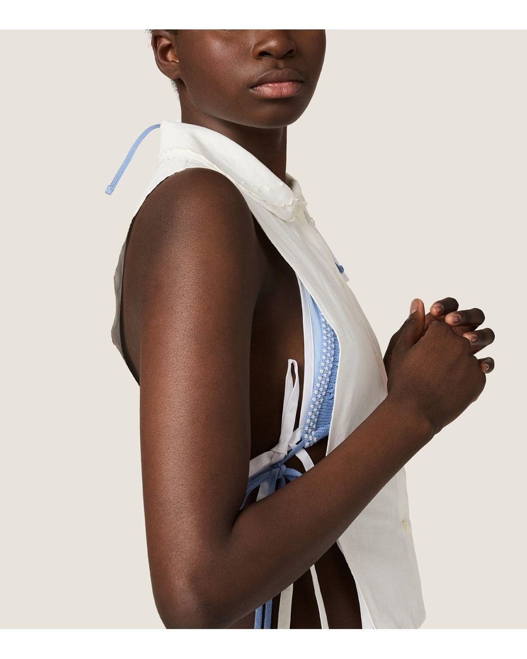 Miu Miu White Poplin Side-Tie Shirt