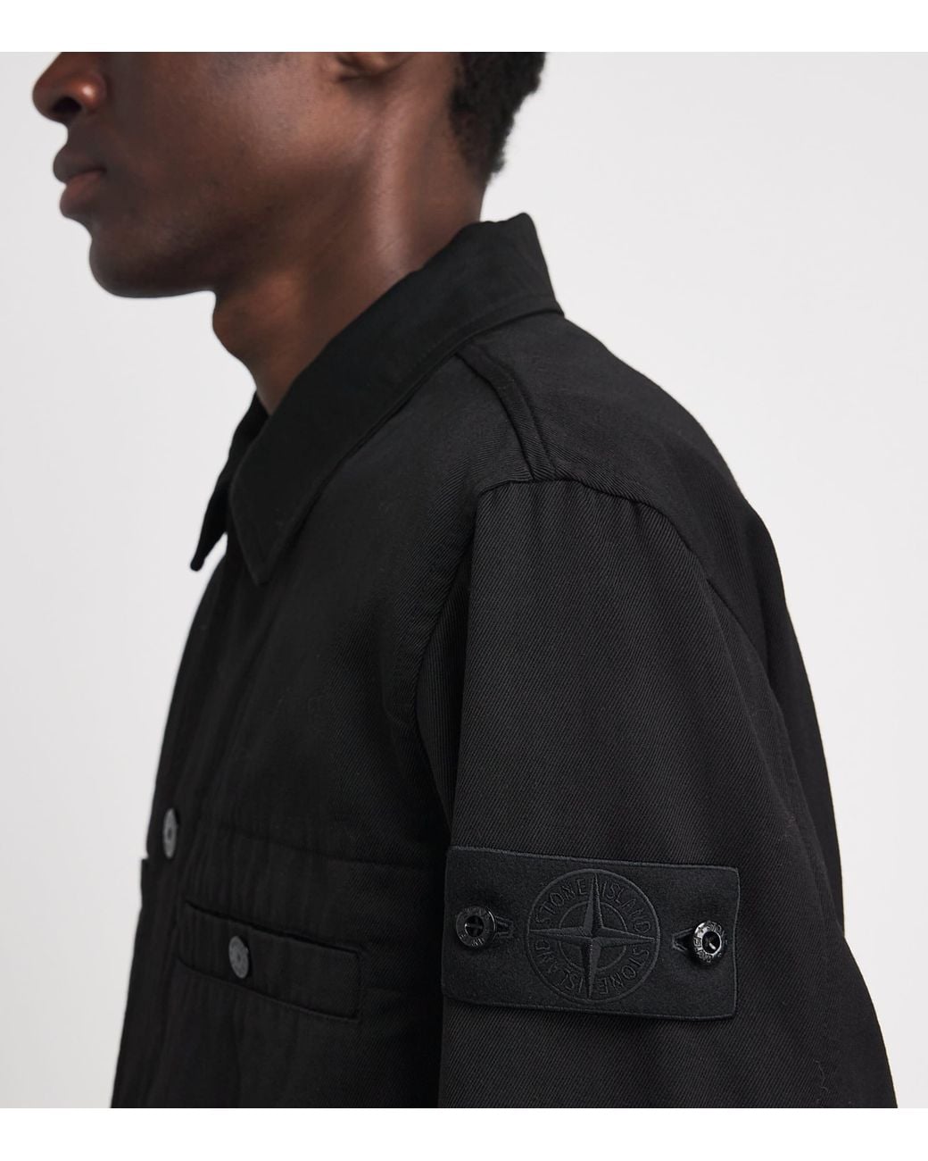 Stone Island Black Virgin Wool-Cotton Gabardine-Tc_S.I. Ghost Jacket for men