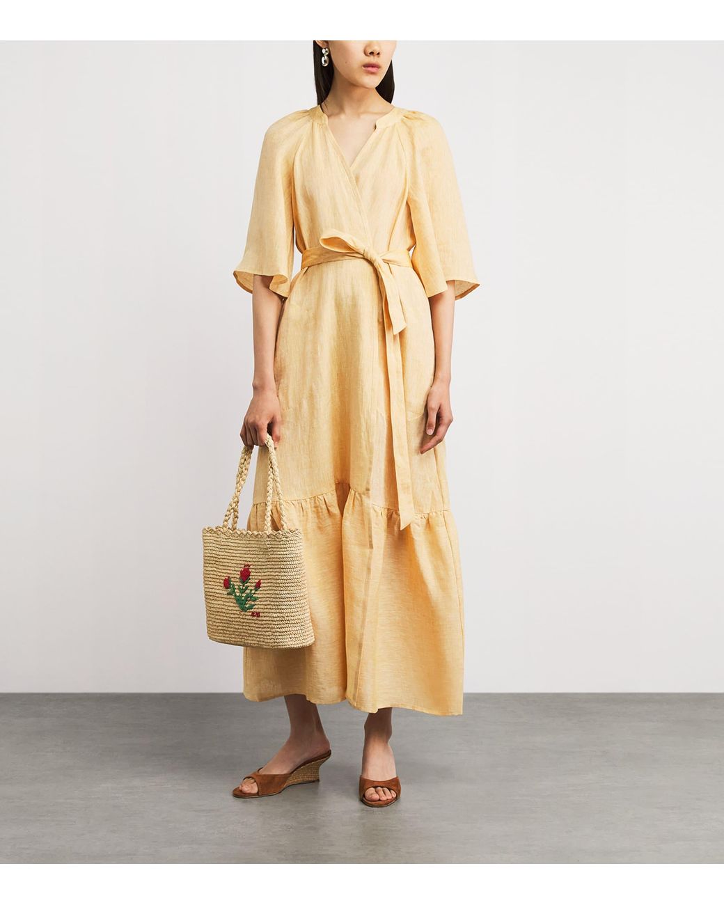 Eres Metallic Linen Audacieuse Wrap Midi Dress