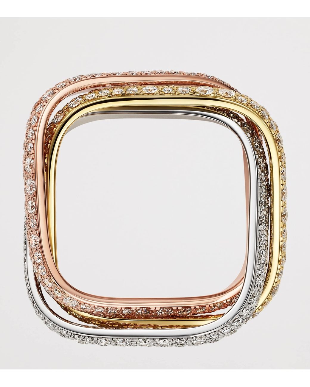 Cartier Metallic Mixed And Diamond Classic Trinity Cushion Ring