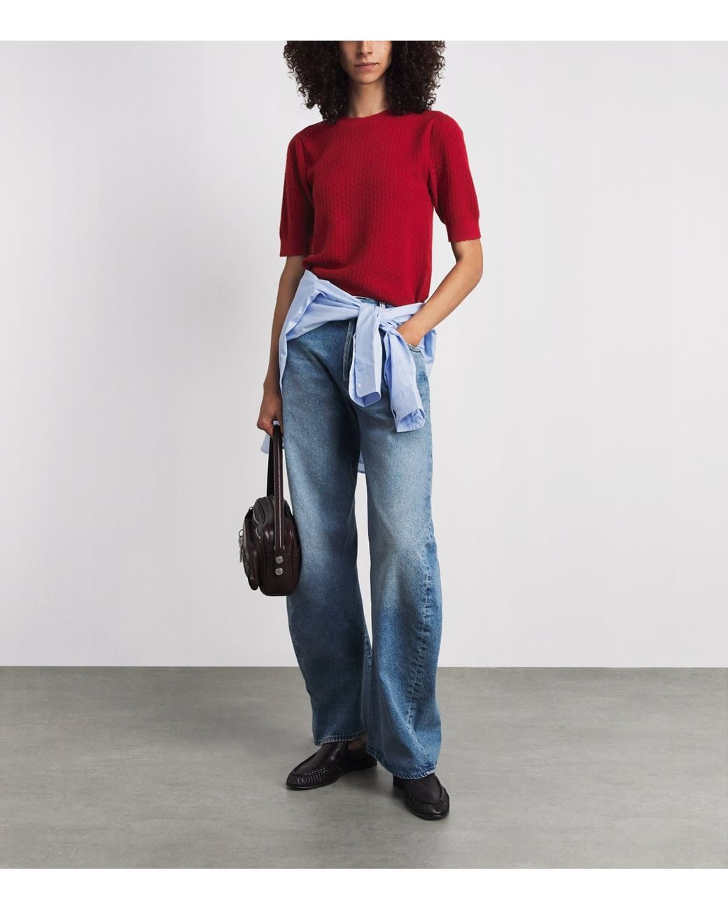 FRAME Cashmere Pointelle The Gathered Honeycomb Sweater