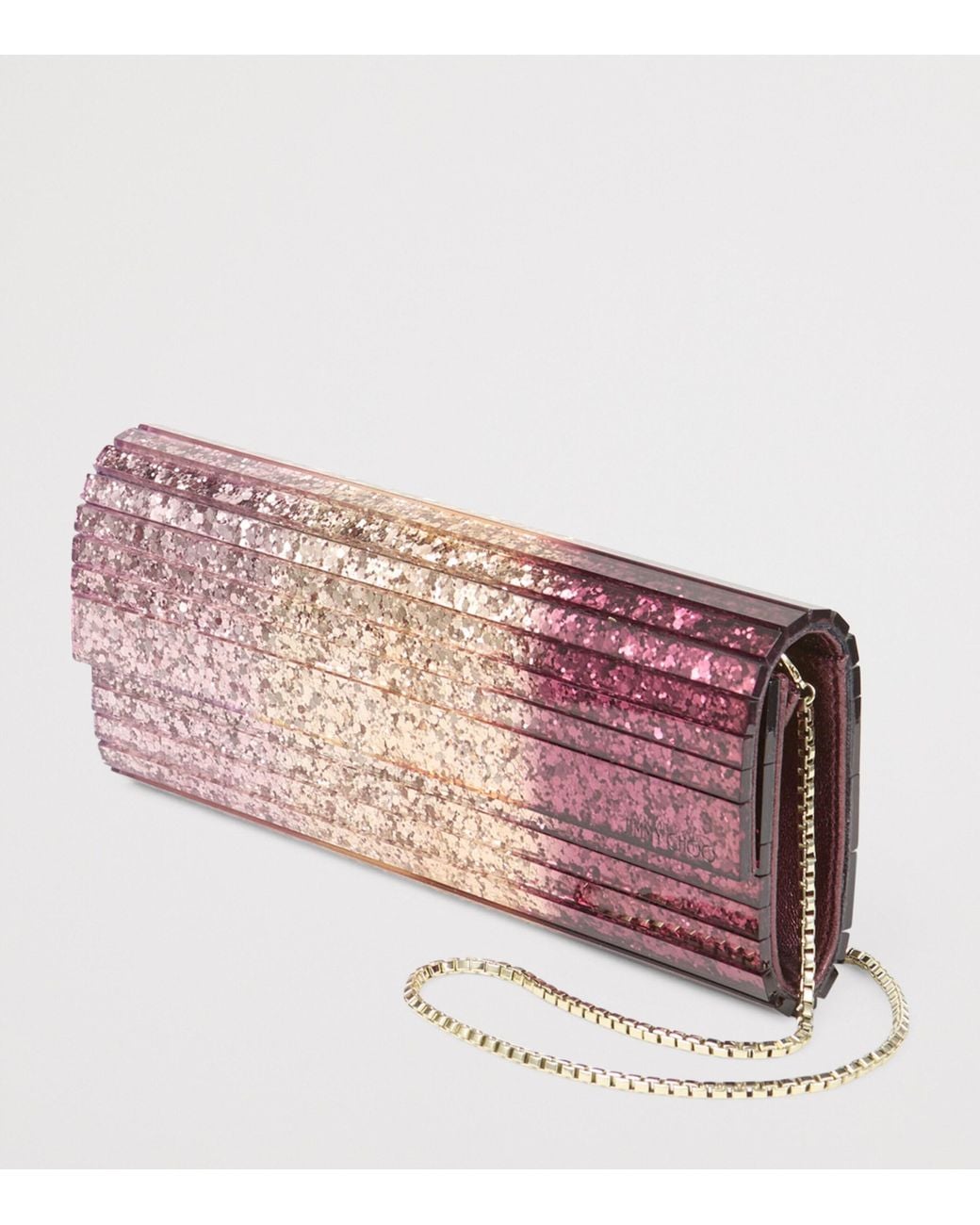Jimmy Choo Pink Sweetie Silky Dégradé Glitter Plexi Clutch Bag