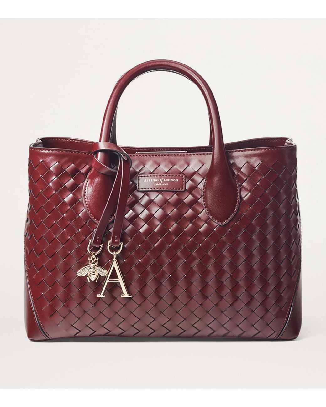 Aspinal Red Midi Leather London Tote Bag
