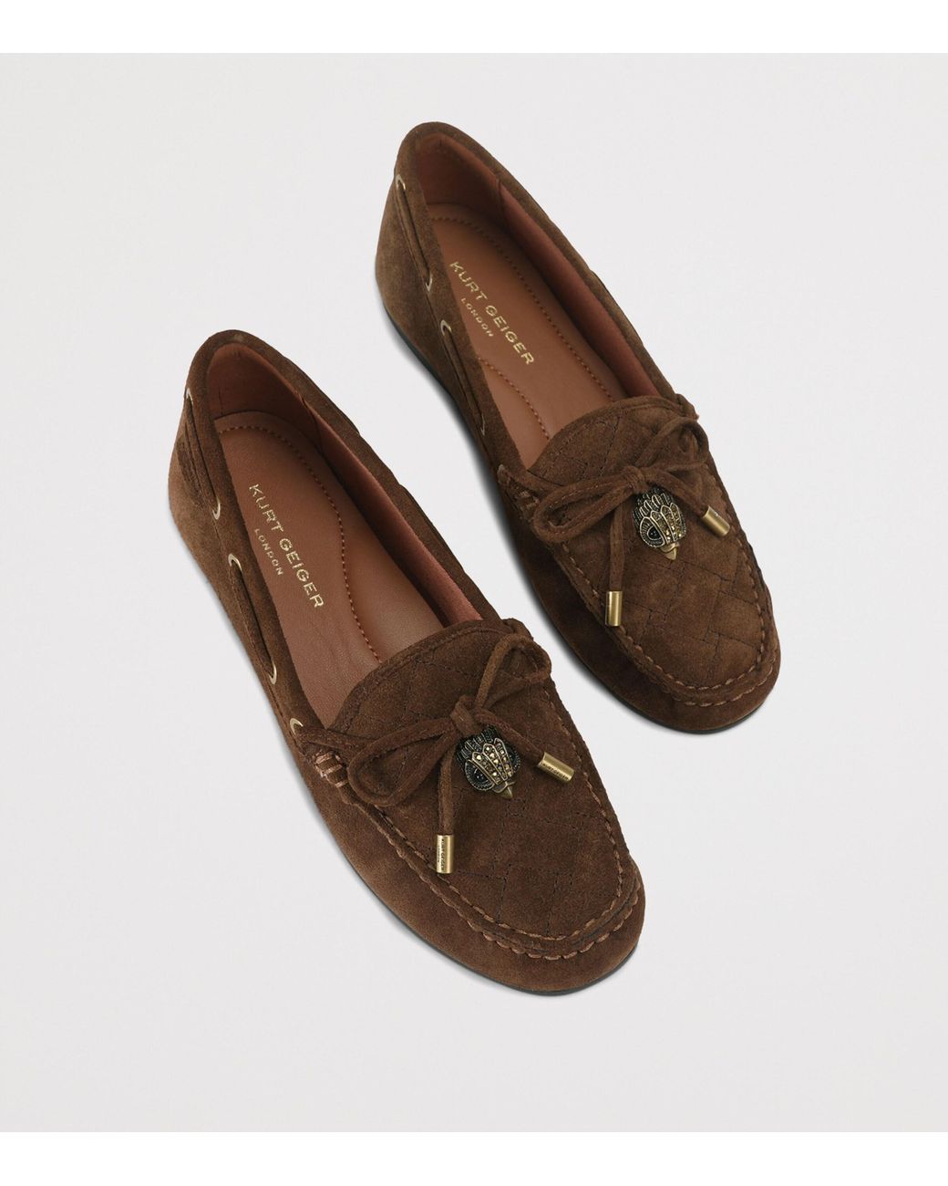 Kurt Geiger Brown Suede Eagle Moccasins