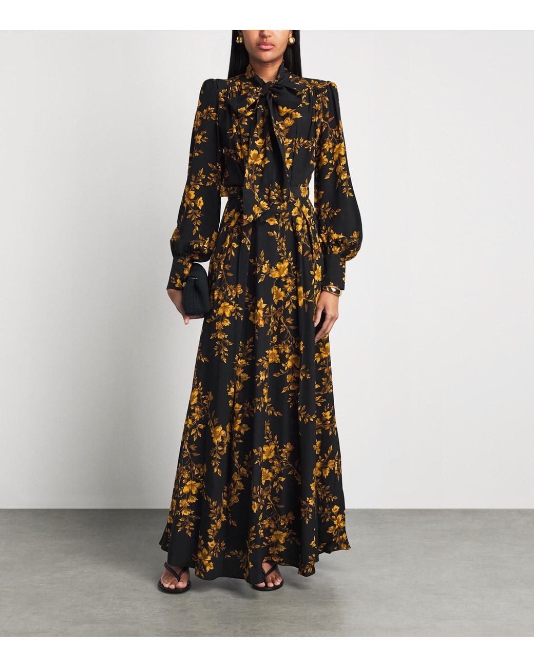 Rebecca Vallance Black Silk Maxi Dress