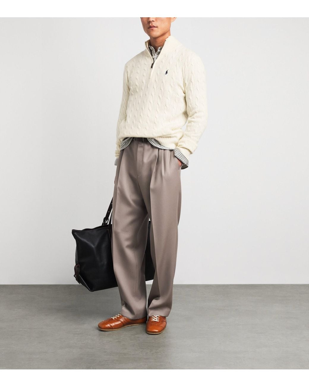 Polo Ralph Lauren White Wool-Cashmere Quarter-Zip Sweater for men