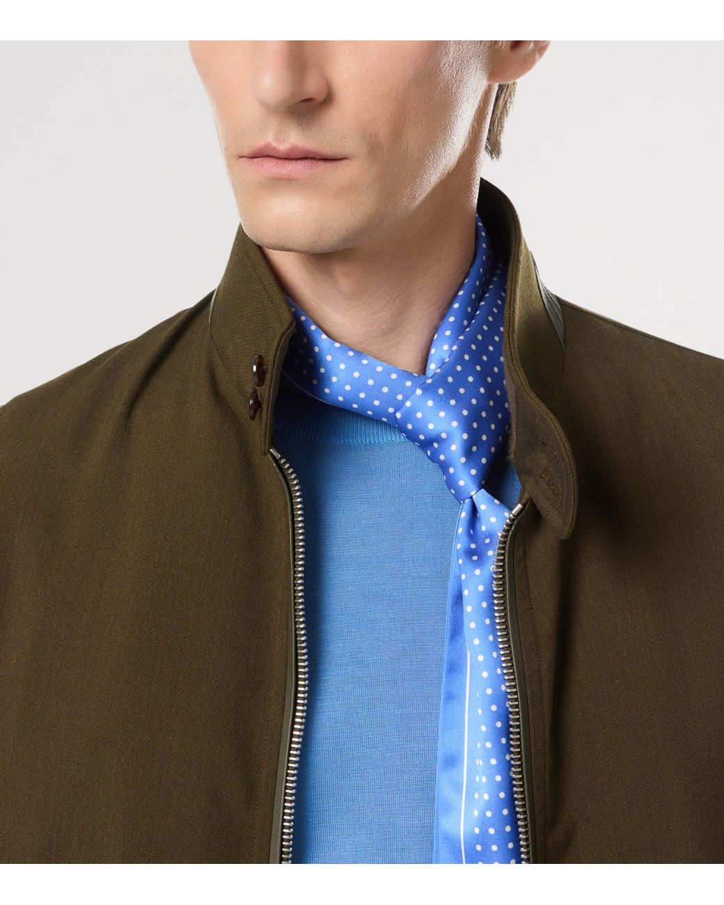 Tom Ford Blue Silk Polka Dot Print Scarf for men