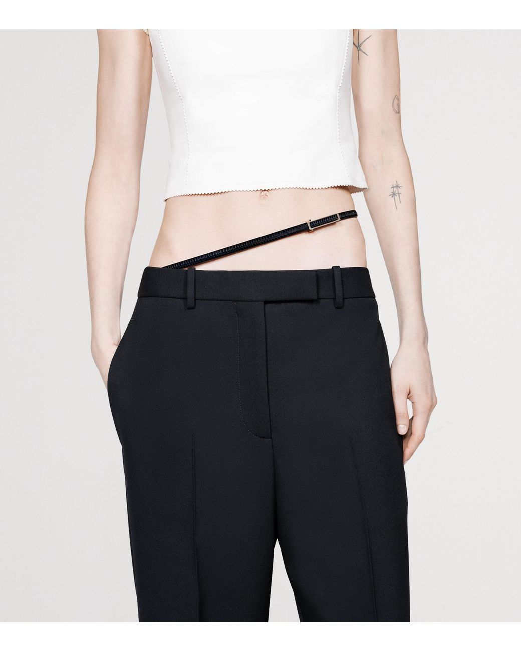 Tom Ford Blue Virgin Wool Belted Trousers