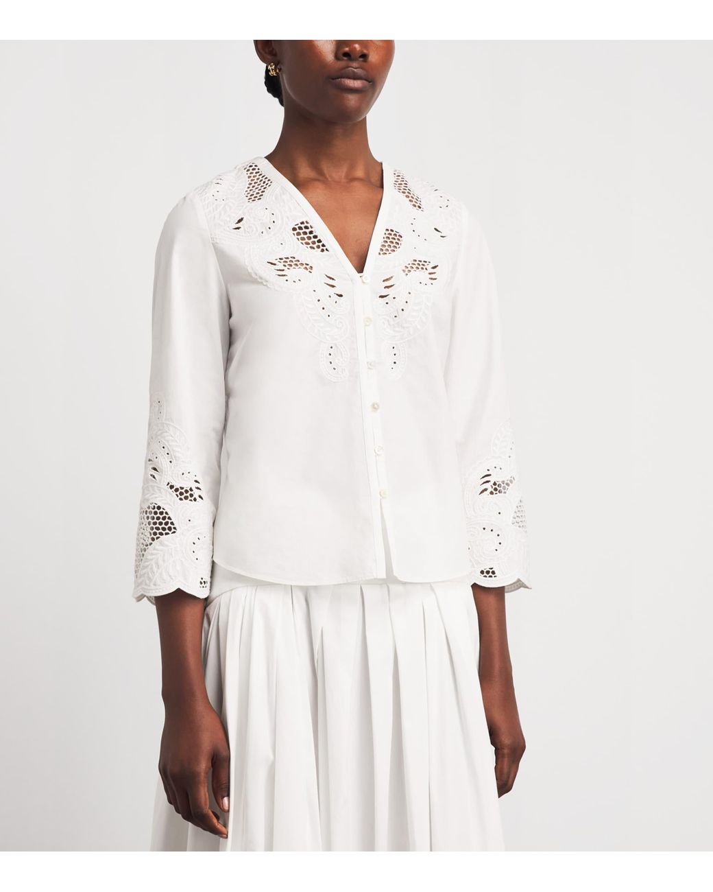 Veronica Beard White Cotton Suniva Blouse