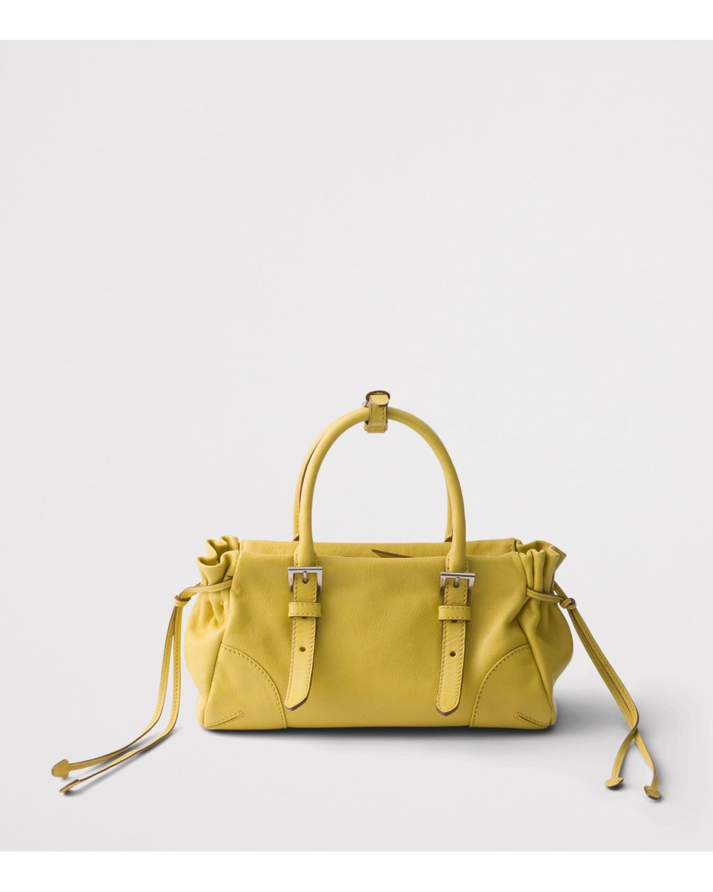 Prada Yellow Small Calfskin Bonnie Top-Handle Bag