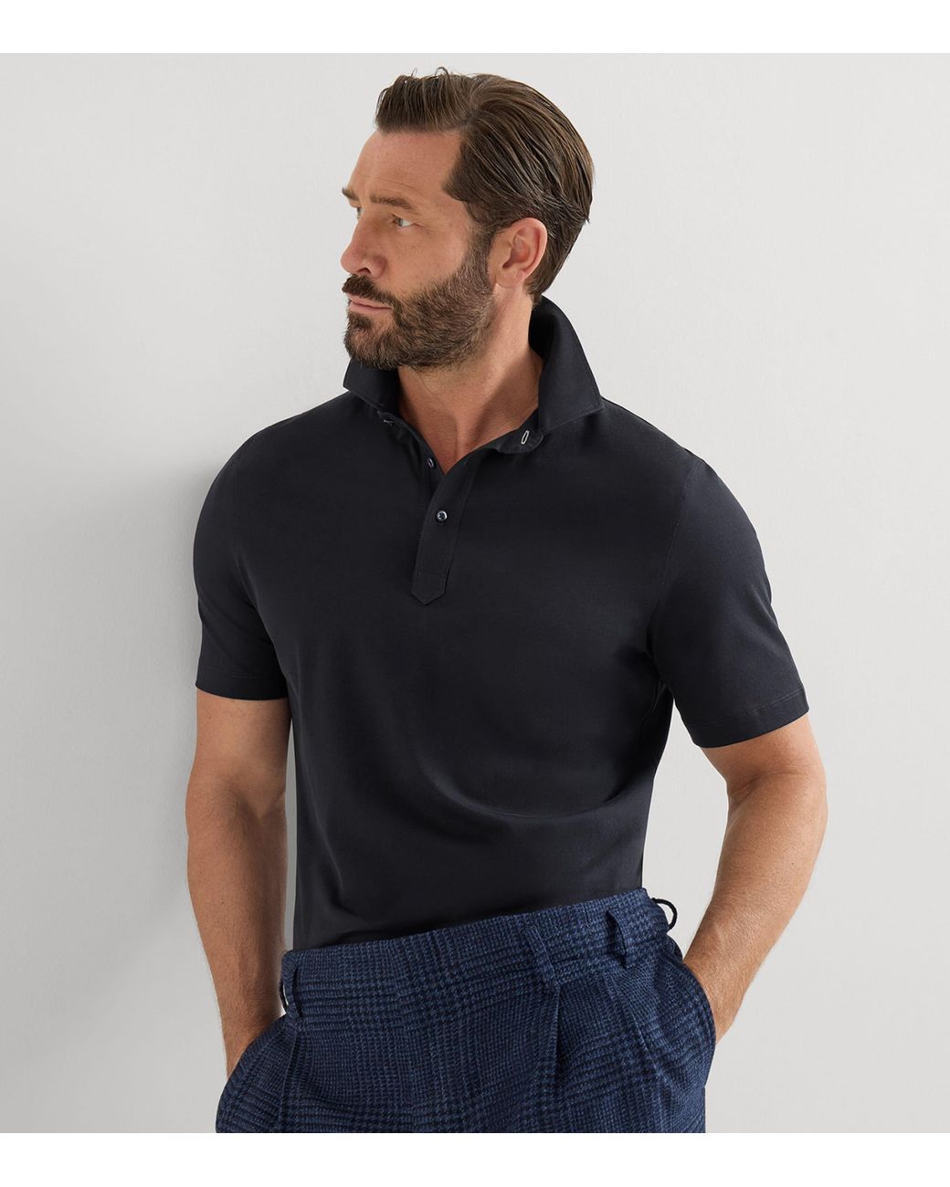 Brunello Cucinelli Black Cotton Polo Shirt for men