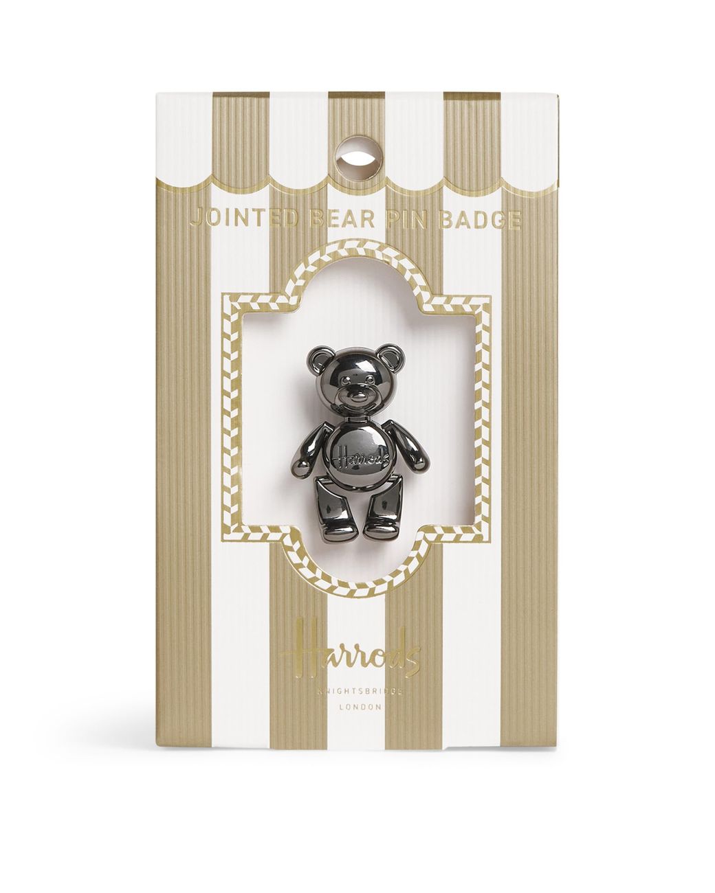 Harrods White Jointed Bear Pin Badge