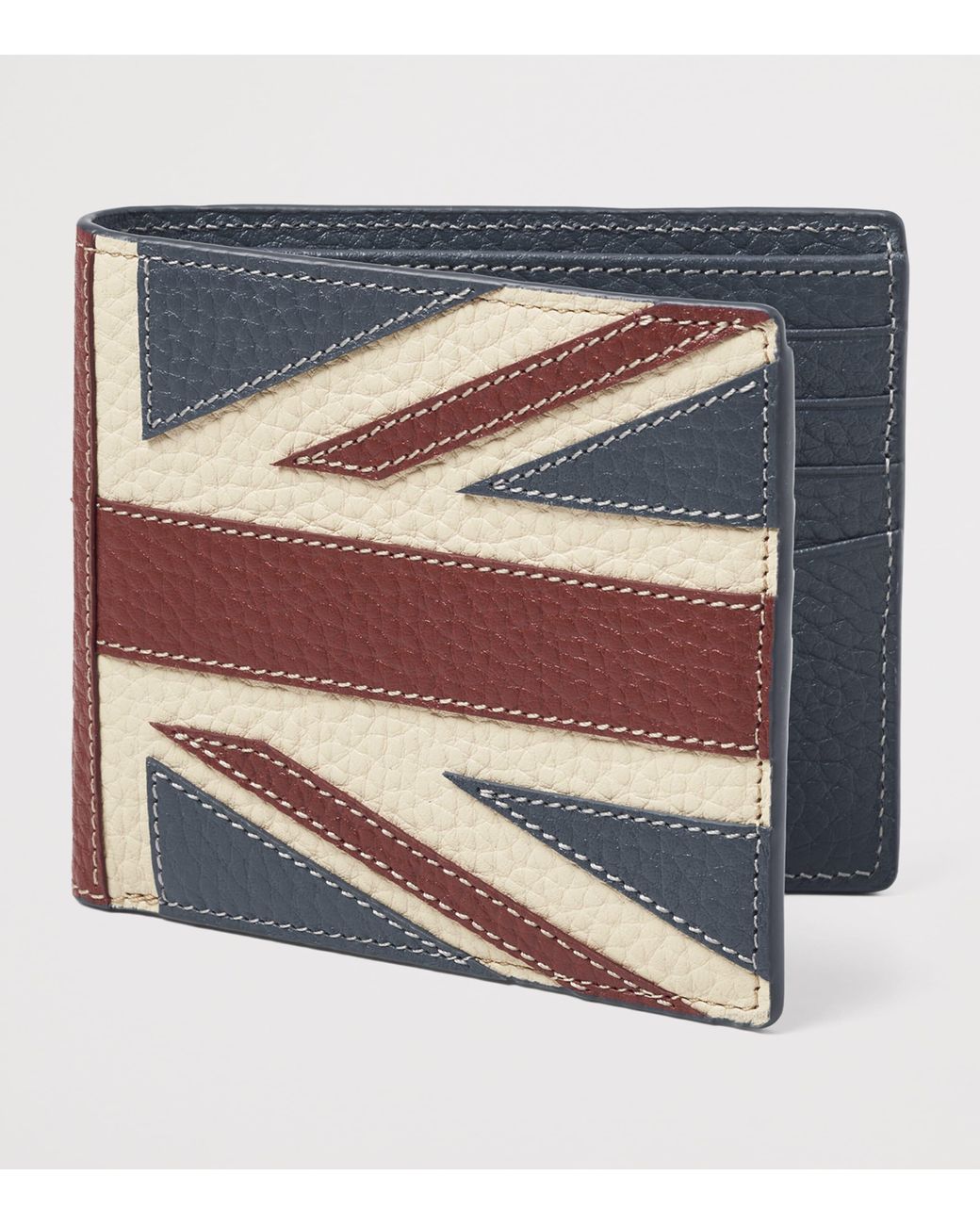 Aspinal Red Leather Union Jack Bifold Wallet for men