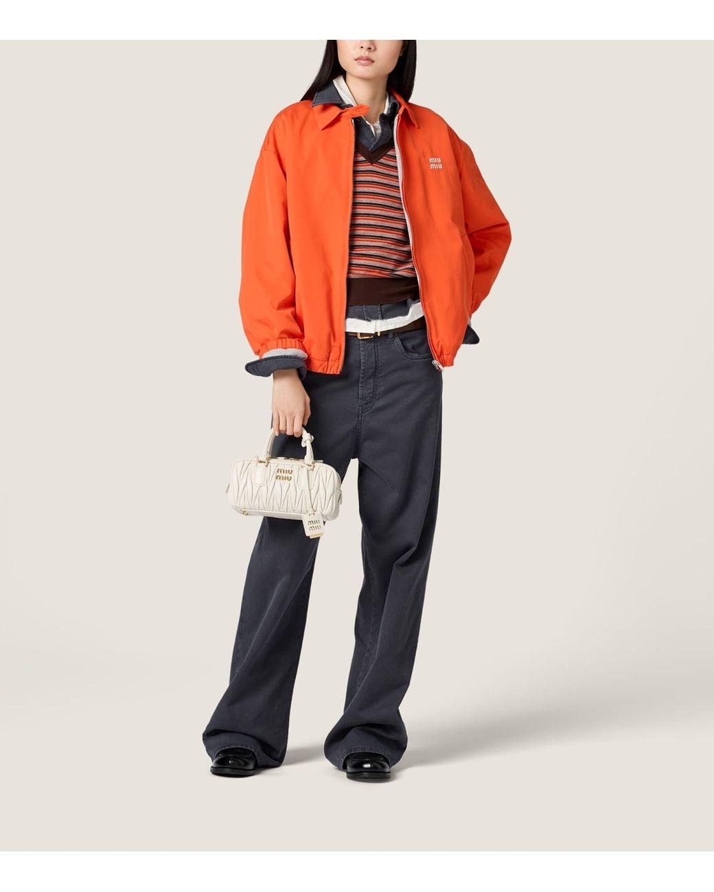 Miu Miu Orange Cotton Poplin Blouson Jacket