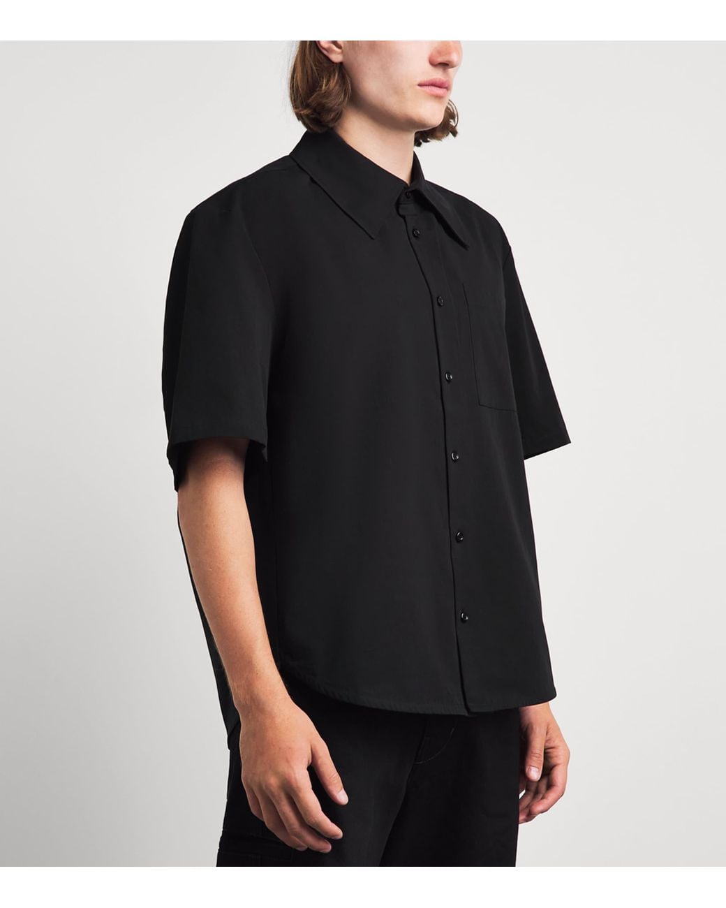 Séfr Black Cotton Waylon Short-Sleeve Shirt for men