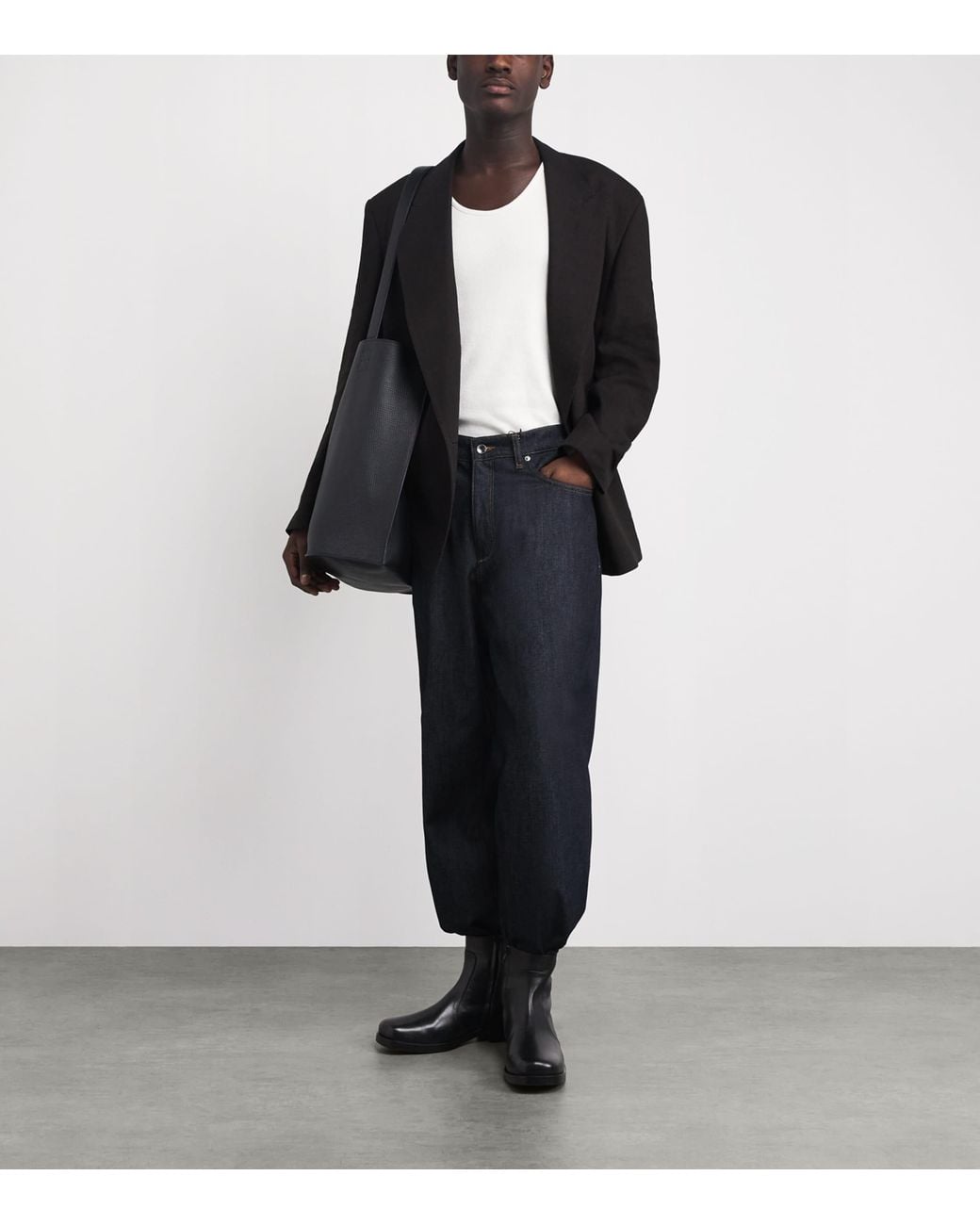 Studio Nicholson Black Leather Square-Toe Boots for men
