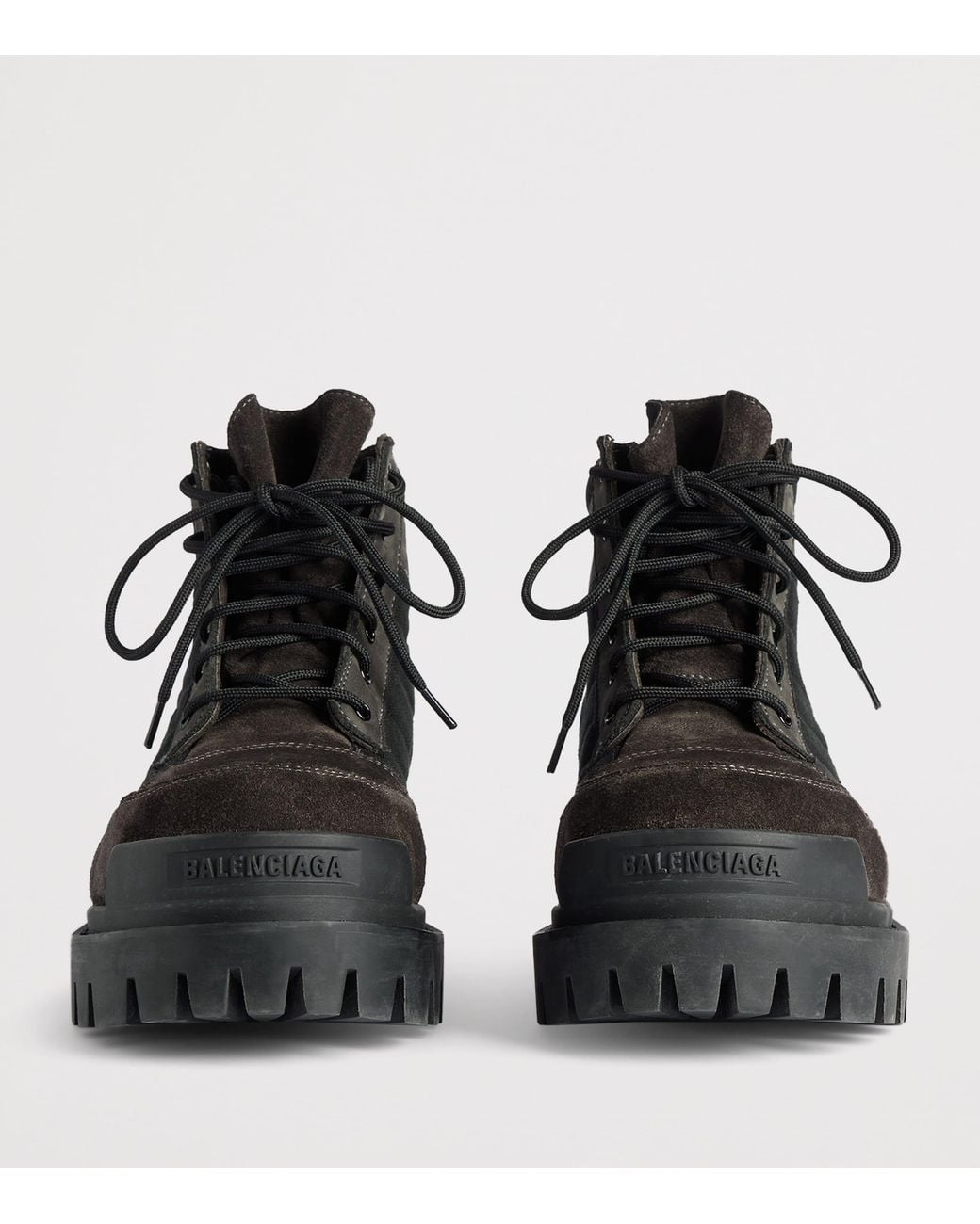 Balenciaga Black Leather-Cotton Combat Strike Ankle Boots for men