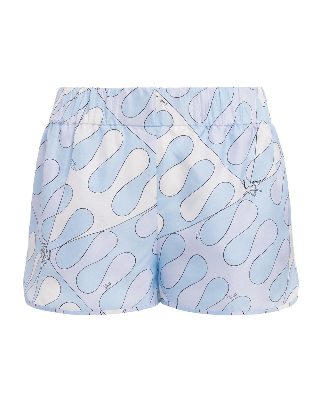Emilio Pucci Blue Silk Leocorno Print Shorts