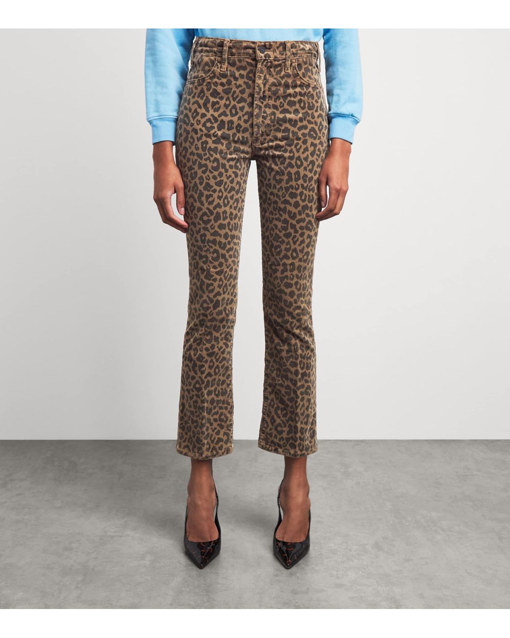 Mother Brown Cheetah Print The Hustler Flood Flared Jeans