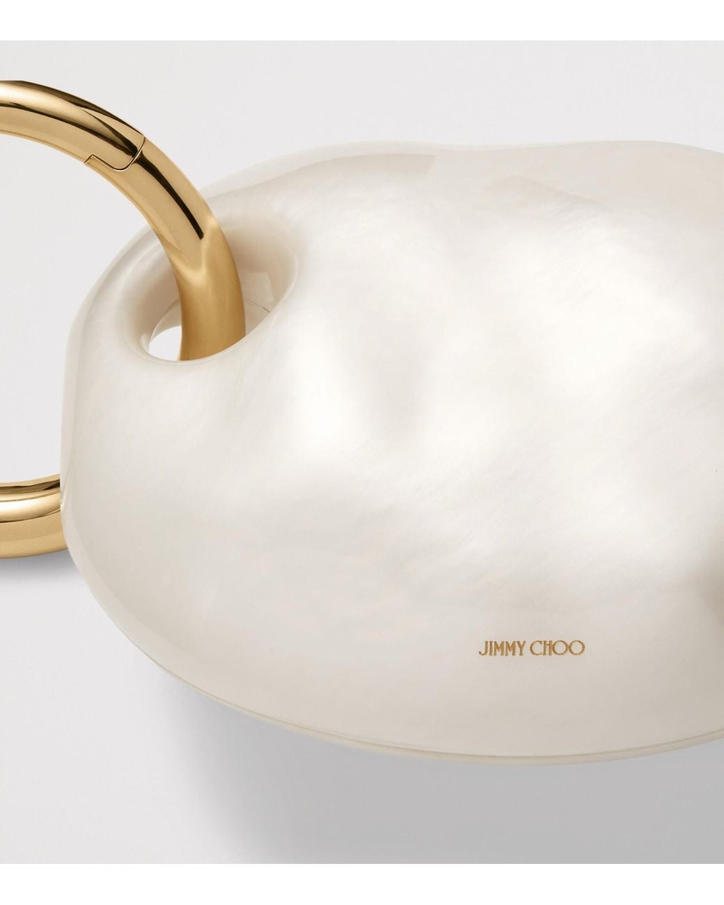 Jimmy Choo Natural Oyster Hardshell Pearl Top-Handle Bag