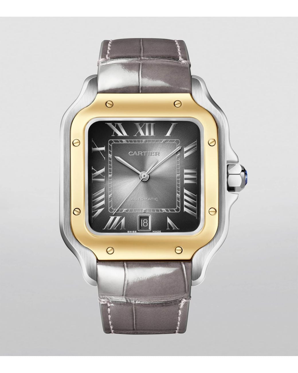 Cartier Gray And Stainless Steel Santos De Watch for men