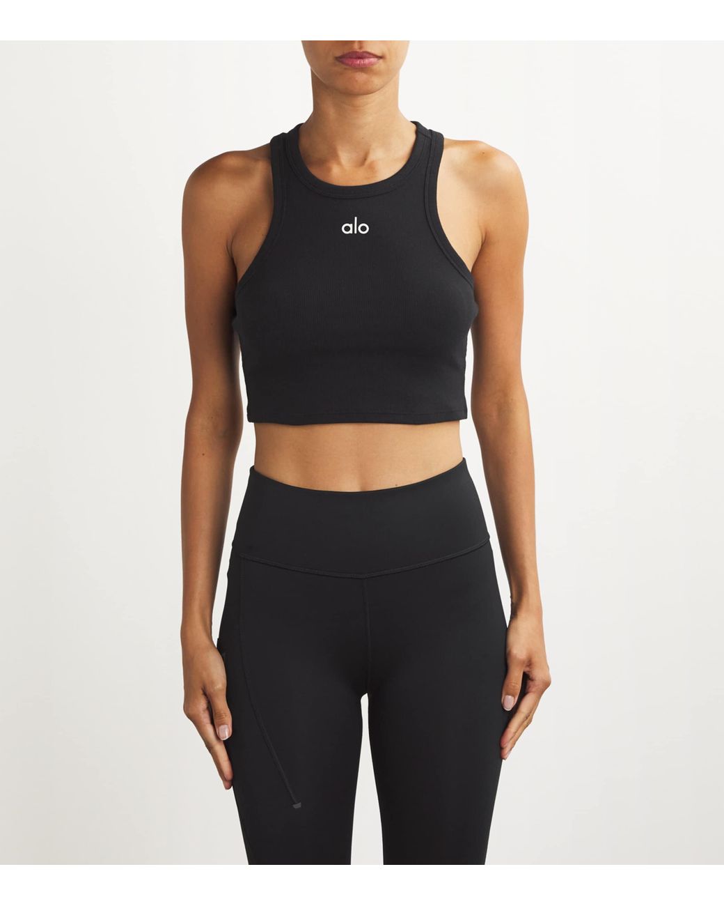 Alo Yoga Cropped Aspire Tank Top in Black | Lyst UK