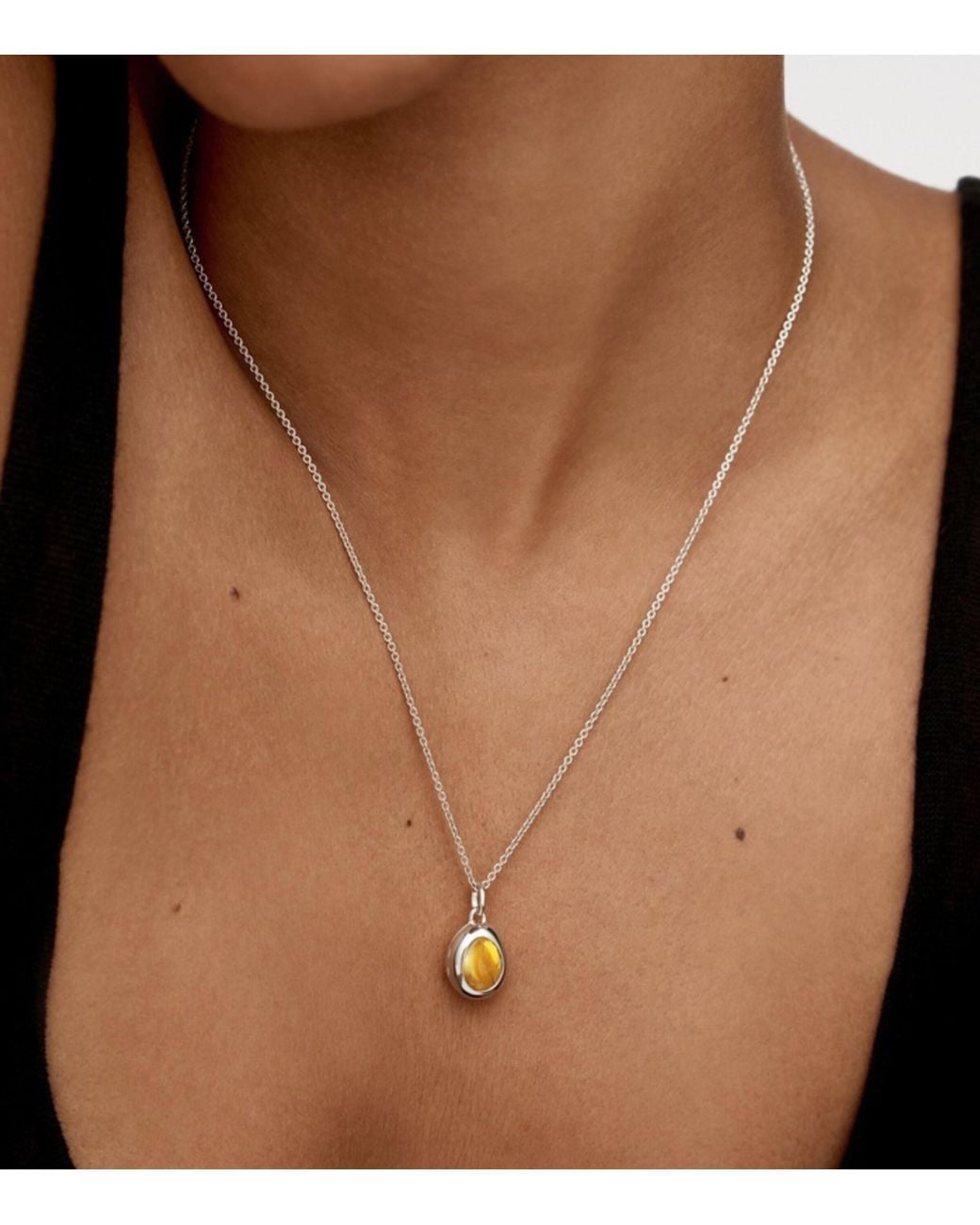 Monica Vinader Metallic Sterling And Citrine November Birthstone Locket