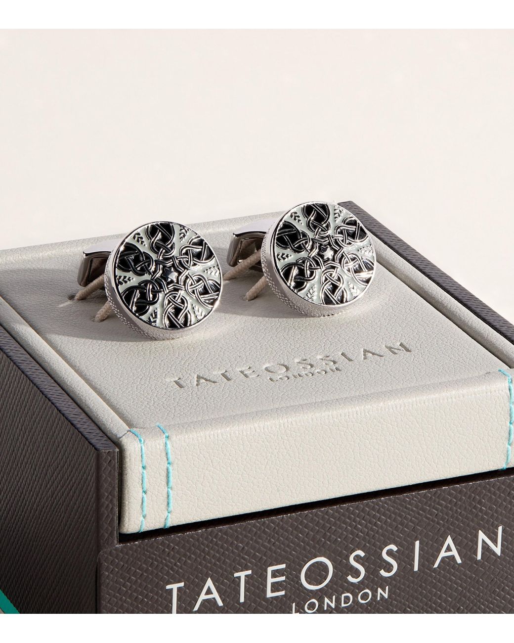 Tateossian Gray Star Weave Cufflinks for men