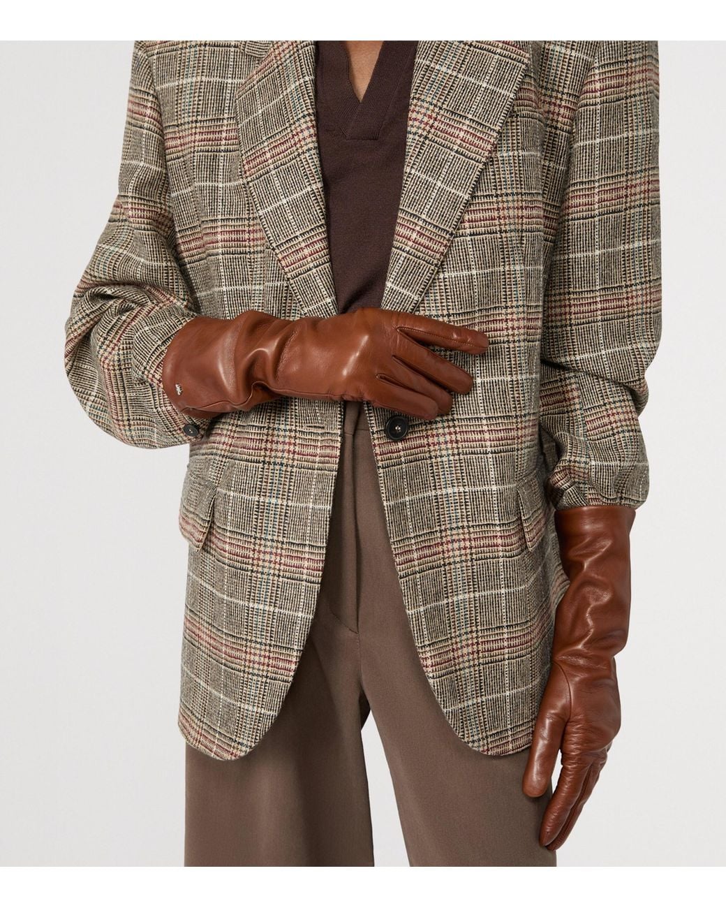 Weekend by Maxmara Brown Lamb Leather Gloves