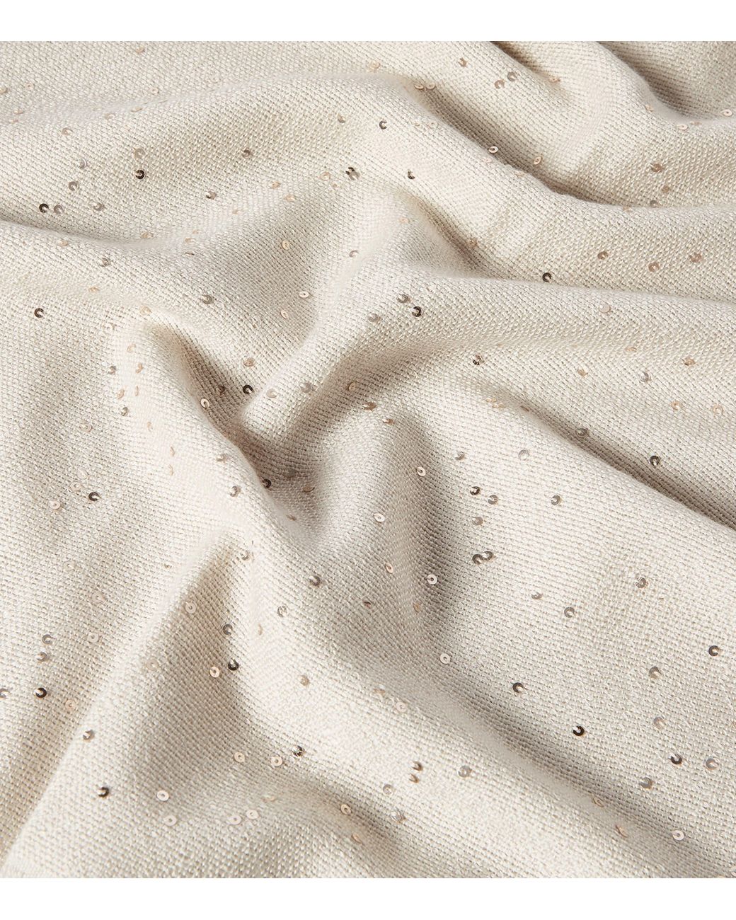 Brunello Cucinelli Natural Cashmere-Silk Embellished Scarf