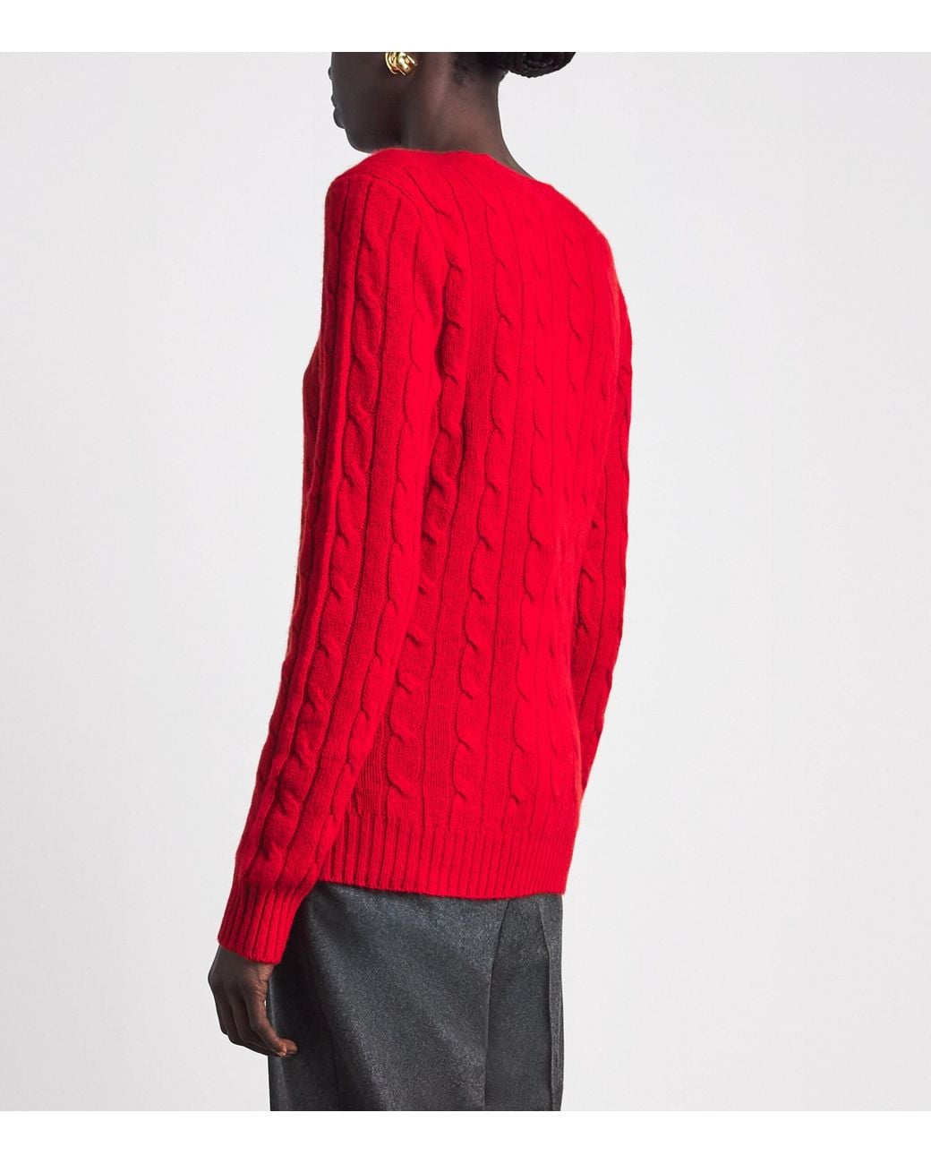 Polo Ralph Lauren Red Cashmere Cable-Knit Julianna Sweater