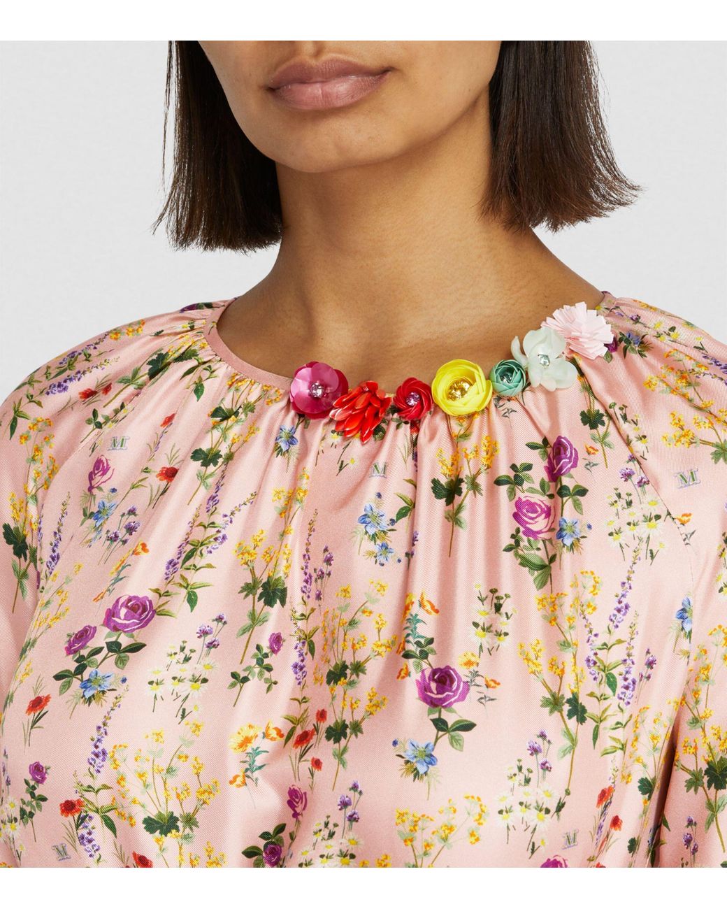 Max Mara Silk Floral Maxi Dress in Pink | Lyst